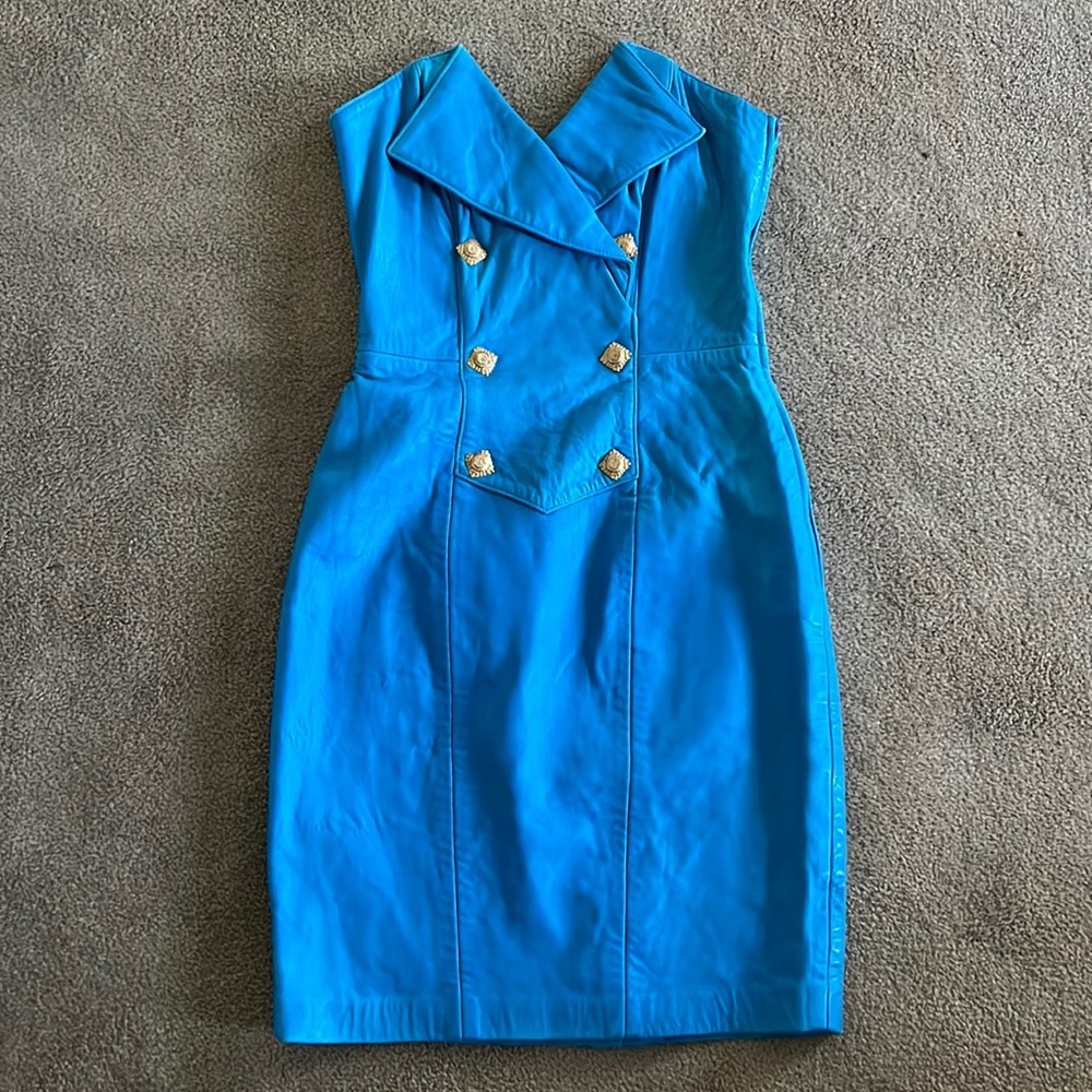 Michael Hoban North Beach leather blue dress